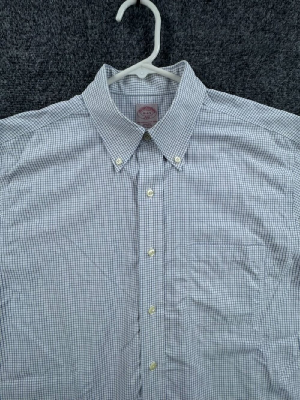 Brooks Brothers White Blue Button-Down Cotton Check 16 4/5 Non-Iron Mens Office